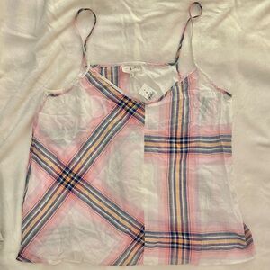 Lou & Grey - Pink and White Plaid Camisole, Size XL (NWT)